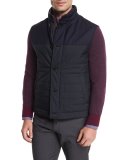 Degrade-Paneled Wool Vest, Navy