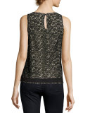 Bria Heart Lace Sleeveless Top, Black