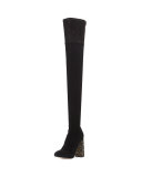 Kendra Beaded-Heel Over-the-Knee Boot, Black