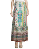 Nova Printed Silk Tiered Maxi Skirt