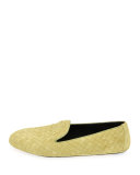 Intrecciato Suede Smoking Slipper, Gold