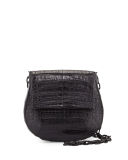Crocodile Chain-Strap Saddle Bag