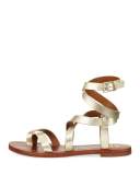 Patos Crisscross Flat Gladiator Sandal, Gold