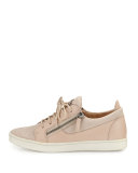 Breck Suede Side-Zip Sneaker, Pallido