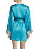 Maison Lace-Trimmed Chemise, Turquoise
