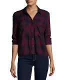 Dylan Plaid Long-Sleeve Shirt, Rosewood/Navy Check