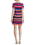 Short-Sleeve Striped Cotton-Stretch Dress