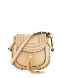 Hudson Small Leather Shoulder Bag, Beige