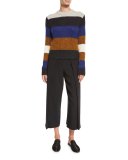 Rowe Pleated Cropped Wide-Leg Pants, Black