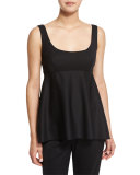 Sleeveless Empire-Waist Gabardine Top, Black