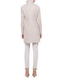 Quilted Cashmere Zip-Front Coat, Ranunculus