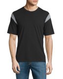 Tobin Contrast-Panel Short-Sleeve Tee, Black