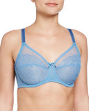 Retro Chic Full-Coverage Underwire Bra, Parisian Blue