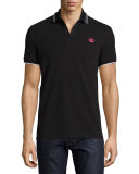 Logo Polo Shirt w/Contrast Tipping, Darkest Black