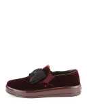 Bow Velvet Skate Sneaker, Bordeaux