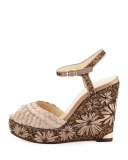 Perla Jute/Glitter Wedge Sandal, Light Mocha