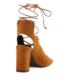 Babies Suede Lace-Up 90mm Sandal, Tan