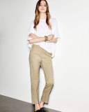 Crepe Silk Rib-Neck Drop-Shoulder Tee