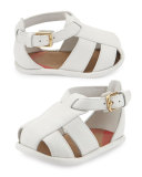 N1-Ruislip Newborn Leather Strappy Sandal, Optic White