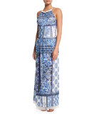 Printed Maxi Wrap Coverup Skirt
