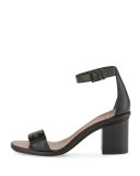 Gabrielle Leather City Sandal, Black