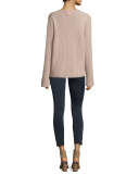 Ribbed V-Neck Pullover Sweater, Dust