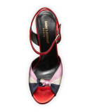 Candy Knotted Platform Sandal, Nuit/Platino/Vegas Pink/Rouge