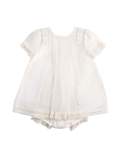 Short-Sleeve Lace-Trim Dress w/ Bloomers, White, Size 3-18 Months