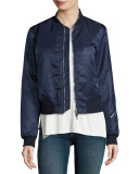Morton Satin Bomber Jacket, Navy
