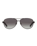 aviator stripe-arm sunglasses, black