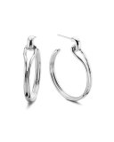 Small Lug Sterling Silver Hoop Earrings