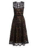 Sleeveless Lace Fit & Flare Dress, Black