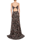 Rosalind Polka-Dot Paillette Gown, Black