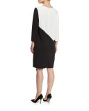 Seamed Colorblock Ponte Dress, Black/Ivory