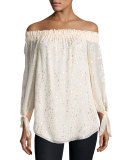Kyla Metallic-Dot Off-the-Shoulder Top