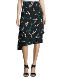 Brenndah Asymmetric Silk-Stretch Skirt, Balestra Black