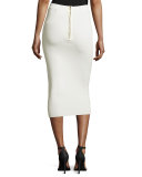 Lace-Trim Ponte Pencil Skirt, Ivory