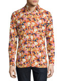 Floral-Print Woven Shirt, White Floral