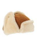 Shearling Fur Trapper Hat, Chestnut