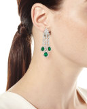 18K White Gold Emerald & Diamond Chandelier Earrings