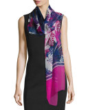 Rainforest Floral Silk Scarf, Orchid/Multi