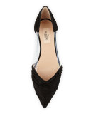 B-Drape Suede Ballerina Flat, Nero