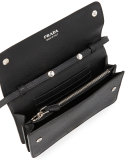 Saffiano Small Wallet-on-a-Strap, Black (Nero)