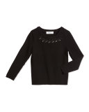 Rhinestone Pullover Sweater, Black, Size 4-7