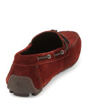 Hamptons Printed Suede Driver, Dark Red