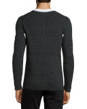 Thermal Long-Sleeve Crewneck T-Shirt, Heather Black