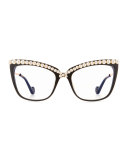 Lusciousness Divine Pearl Cat-Eye Optical Frames, Black