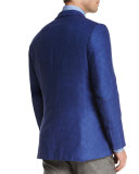Tonal Houndstooth Three-Button Sport Coat, Blue