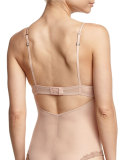 Morgane Lace-Trim Sheer Mesh Bodysuit, Nude