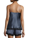 Lace-Trimmed Silk Lounge Tank